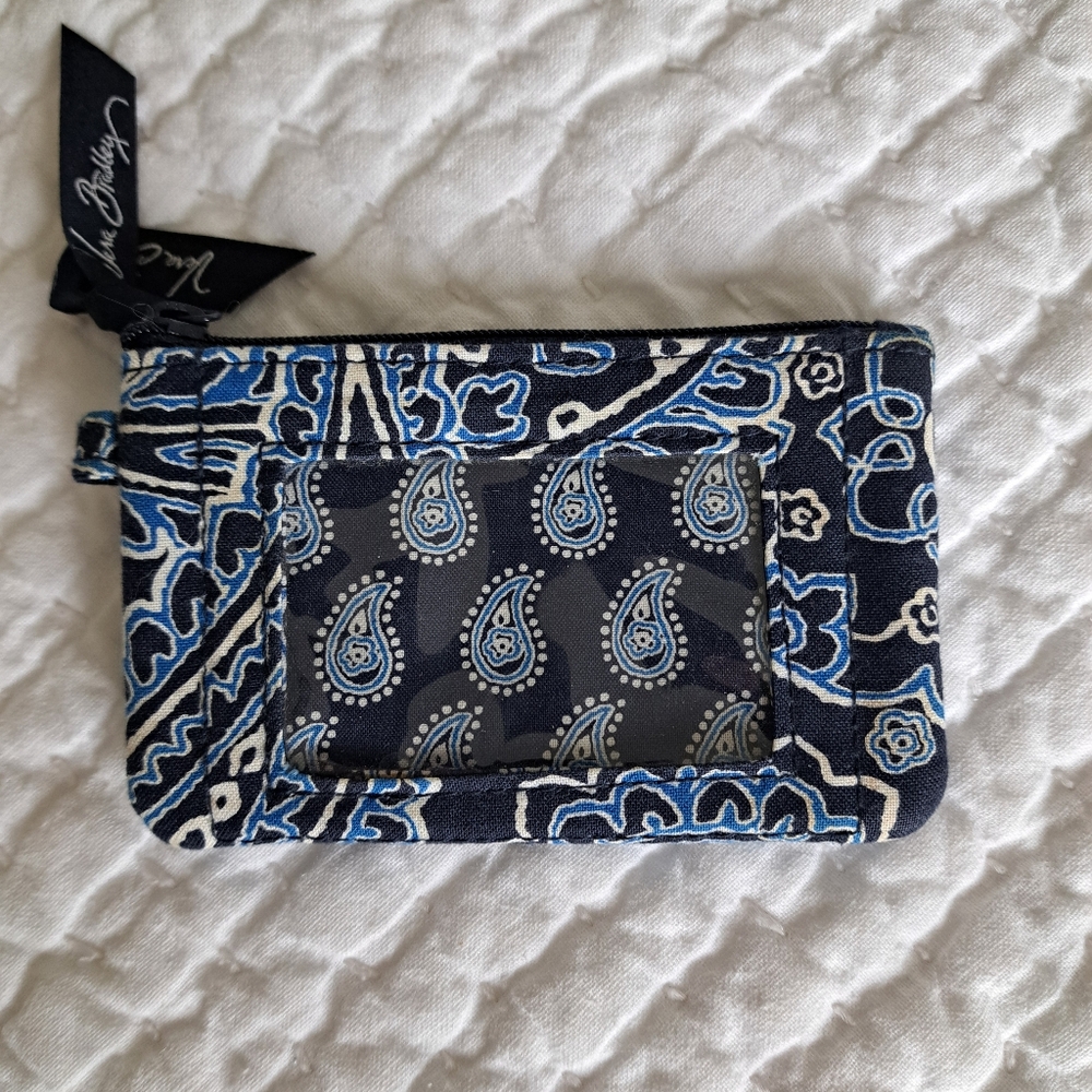 Vera Bradley ID Card Coin Holder Case Blue Bandana  5" x 3"